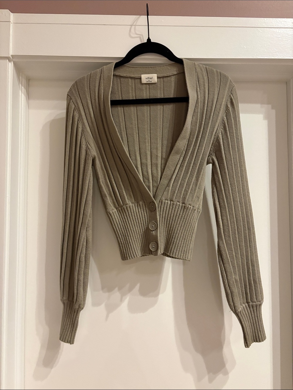 Wilfred Ribbed Cropped Cardigan — Aritzia, Size M